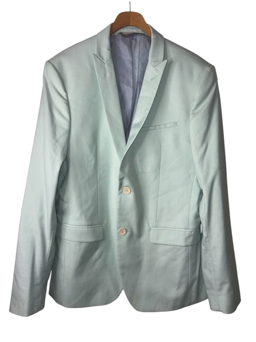 ZARA Men's Classic Two-Button Suit Jacket Mint Green Blazer Size 40